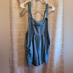 Light Blue Denim-Style Pinafore/Overall dress